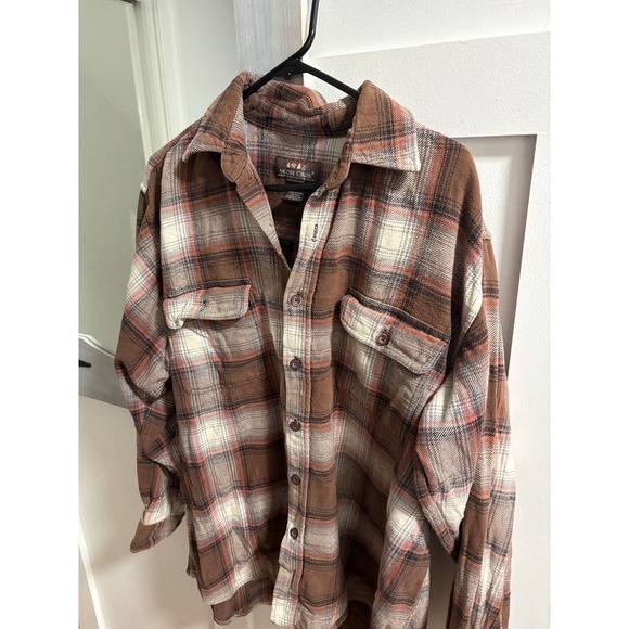 Moose Creek Other - Moose Creek Mens Large Brown Orange Plaid Cotton Flannel Button Down Shirt L
